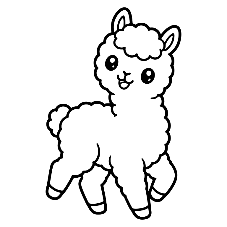Prancing Llama Cria With Open Mouth Smile — free animal SVG cut file