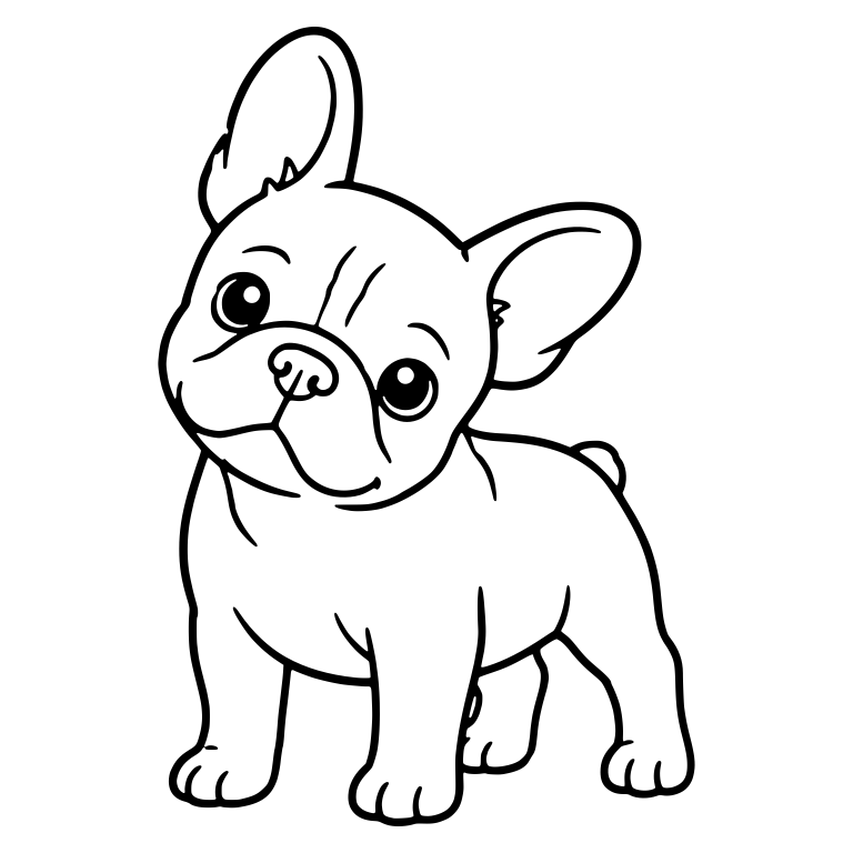 French Bulldog Standing With Curious Head Tilt — free animal SVG cut file