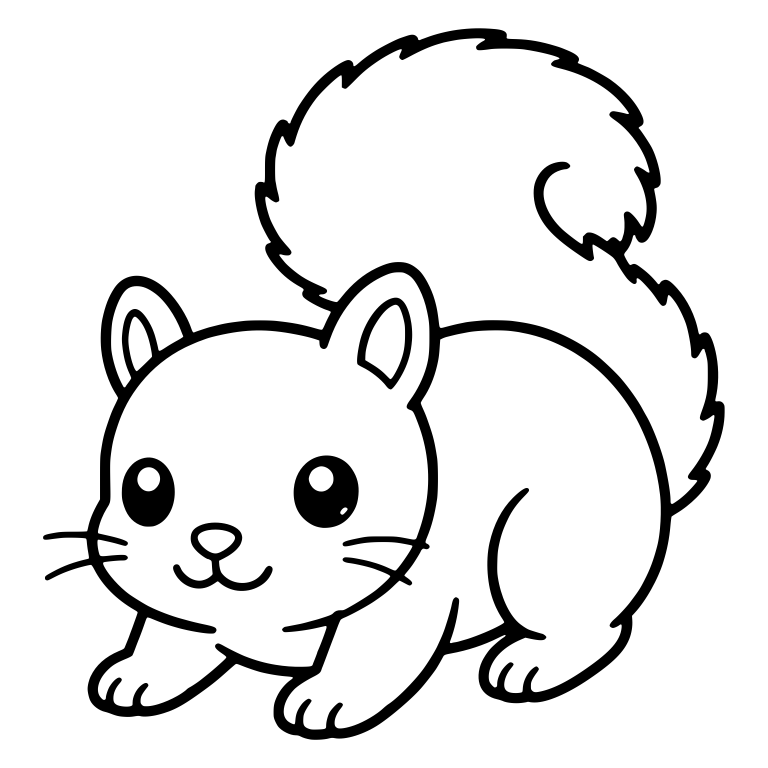 Crouching Squirrel With Whiskers and Big Fluffy Tail — free animal SVG cut file