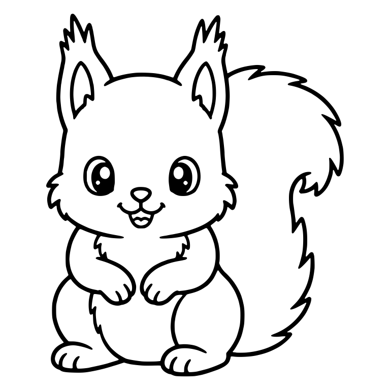 Sitting Squirrel With Tufted Ears and Paws Held Together — free animal SVG cut file