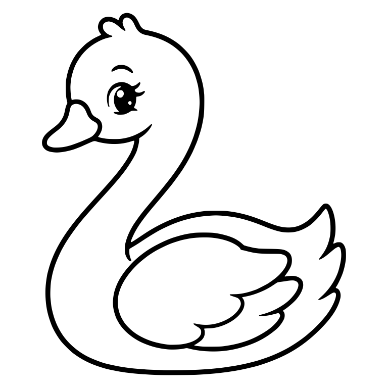 Smiling Swan With Head Tuft and Long S-Curved Neck — free animal SVG cut file