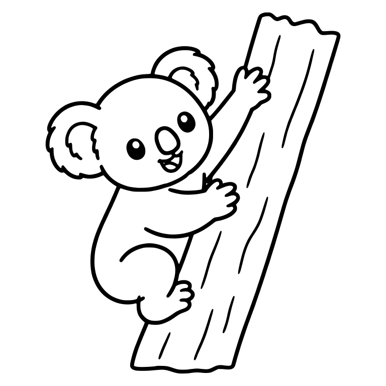 Koala Climbing a Leaning Tree Trunk Reaching Up — free animal SVG cut file
