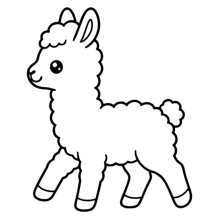 Walking Llama Cria in Profile With Smooth Legs — free animal SVG cut file