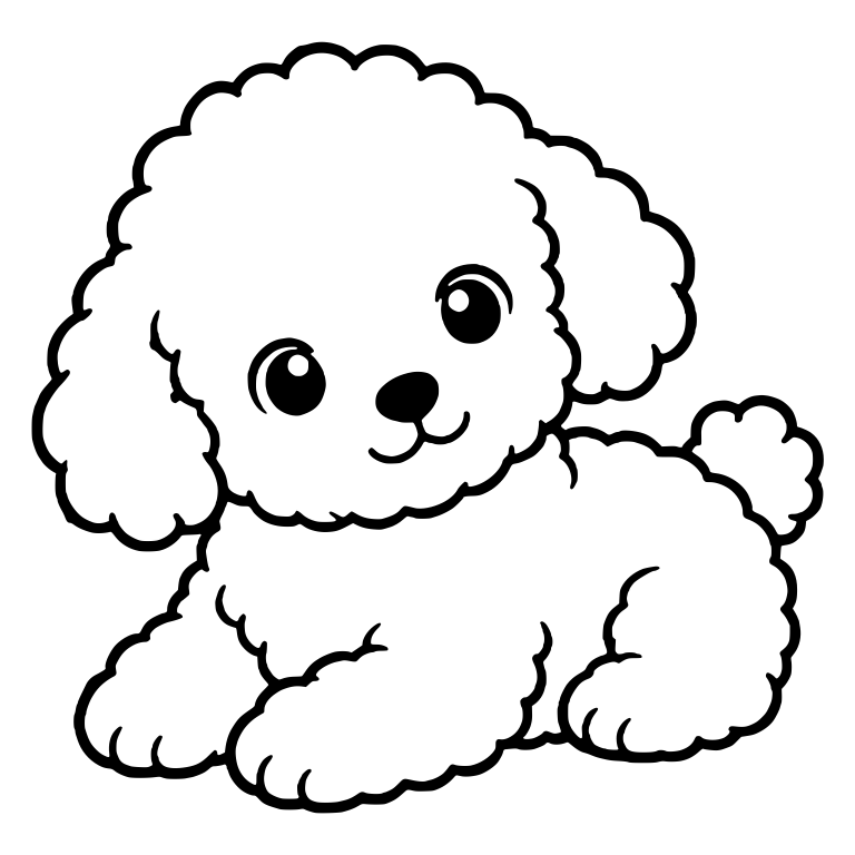 Fluffy Toy Poodle Puppy Lying Down With a Gentle Smile — free animal SVG cut file