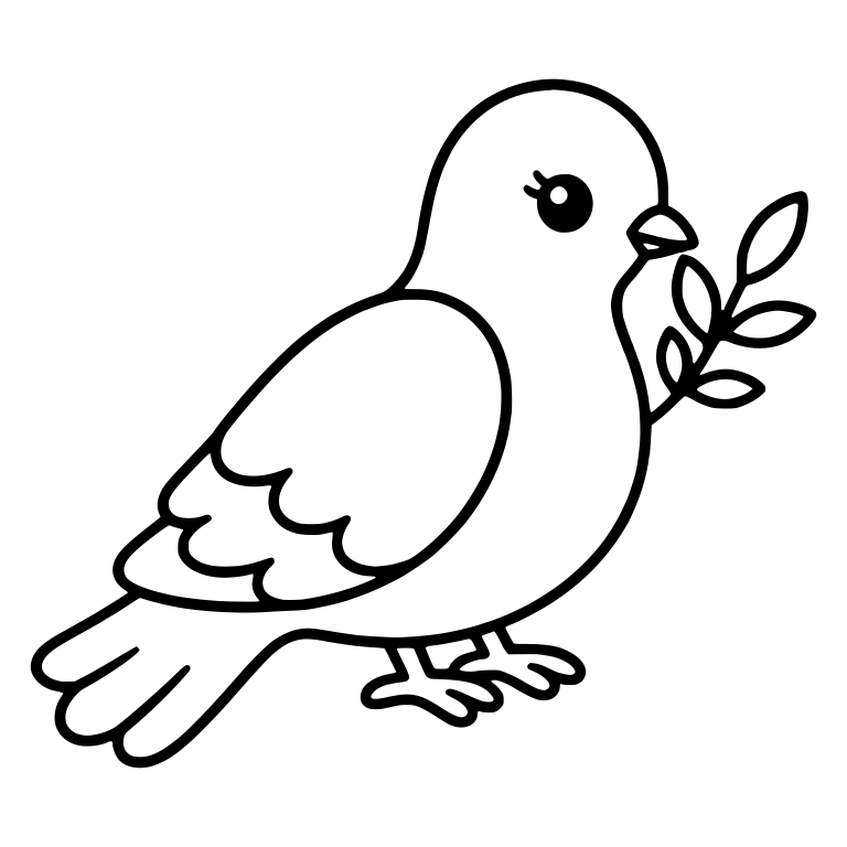 Dove Carrying an Olive Branch in Its Beak — free animal SVG cut file