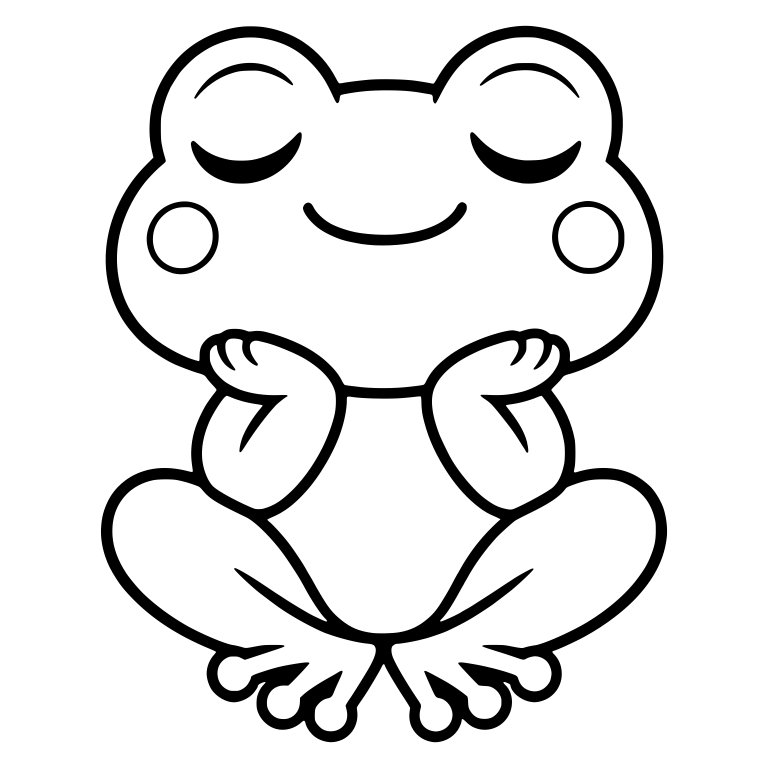Peaceful Chibi Frog with Hands Under Chin and Feet Together — free animal SVG cut file