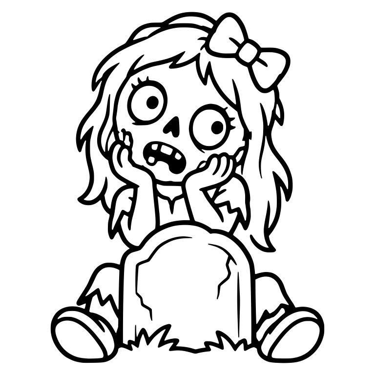 Shocked Zombie Girl With a Bow Behind a Gravestone — free fantasy-creature SVG cut file