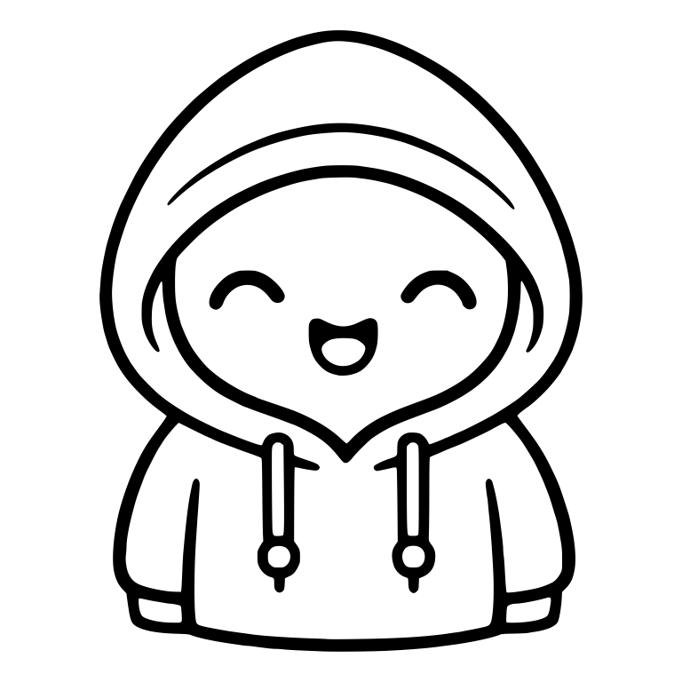 Laughing Hoodie Kid With Happy Closed Eyes — free characters SVG cut file