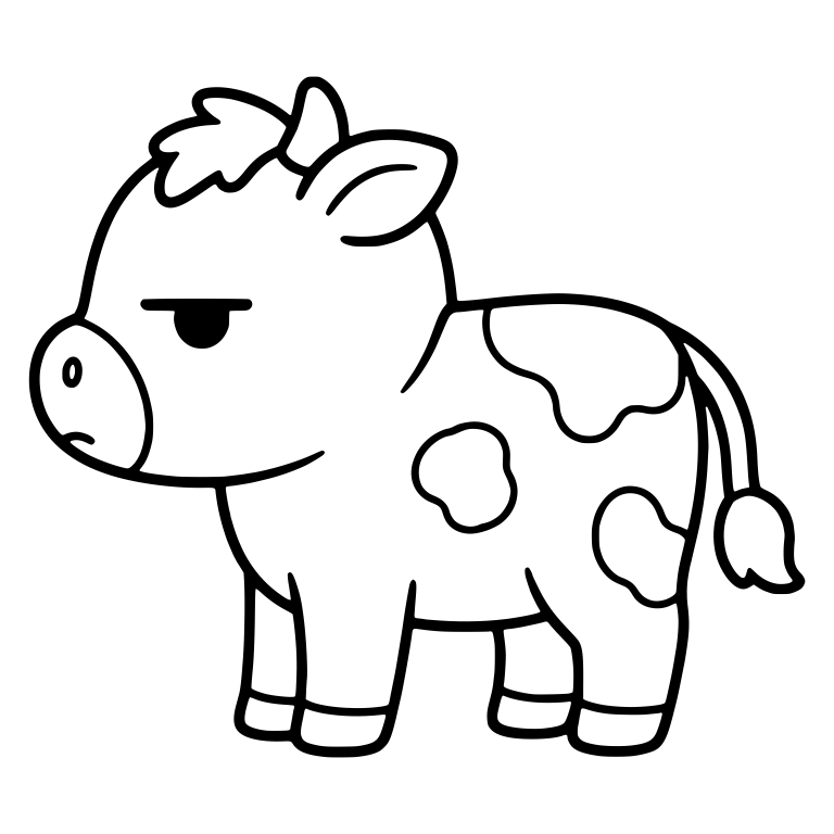 Unimpressed Calf Profile With Tufted Tail and Big Spots — free animal SVG cut file