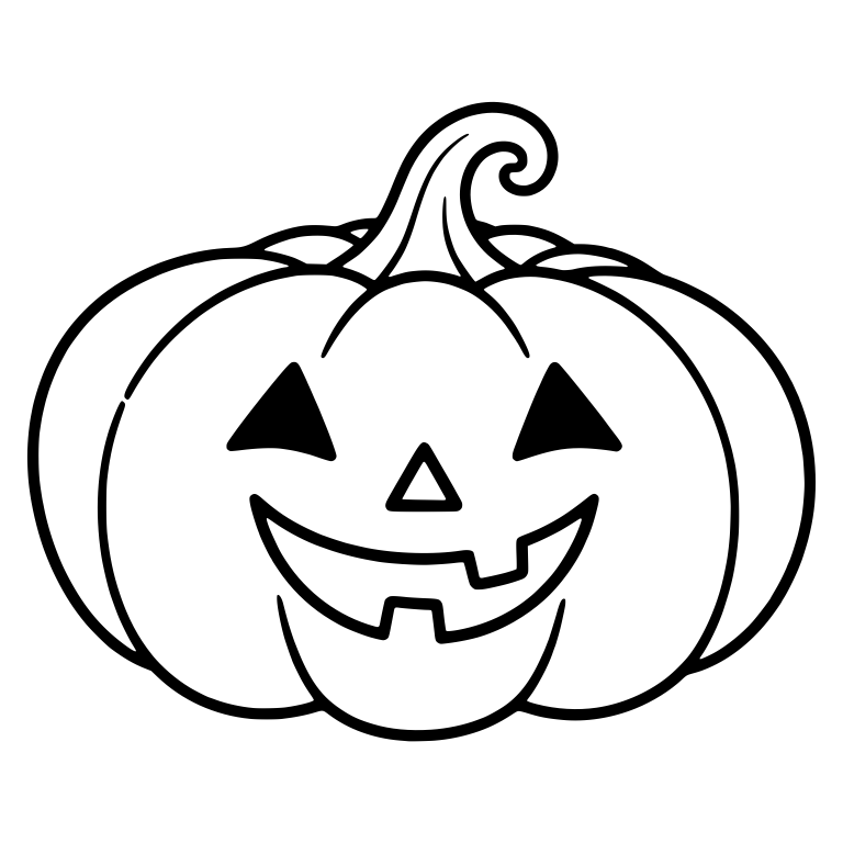 Wide Jack-O'-Lantern With Triangle Eyes and Curly Stem — free holiday SVG cut file