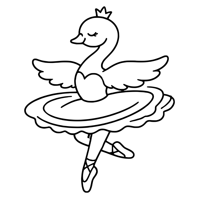 Twirling Ballerina Swan in Round Tutu with Crown — free animal SVG cut file