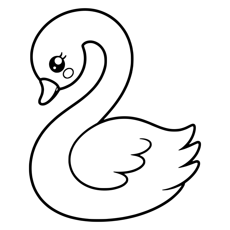 Kawaii Swan With Sparkly Eye, Blush and Folded Wing — free animal SVG cut file
