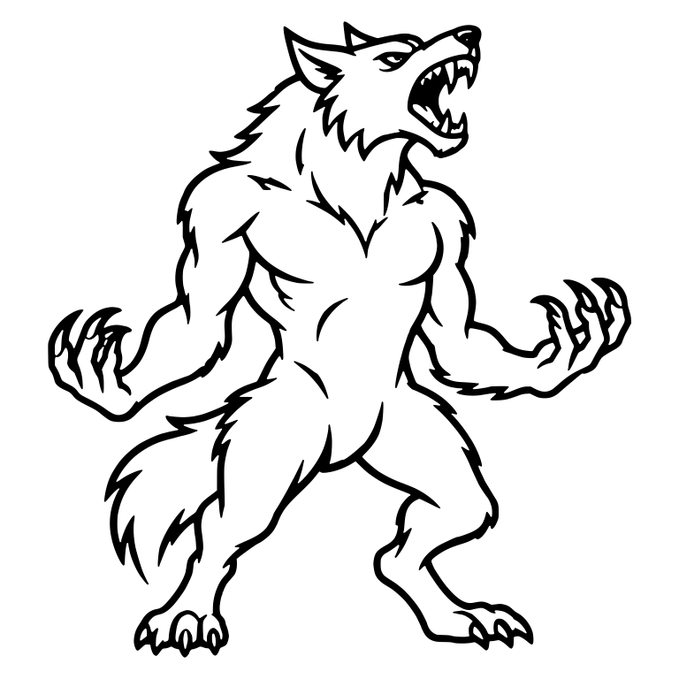 Howling Werewolf Standing Upright With Claws Raised — free fantasy-creature SVG cut file