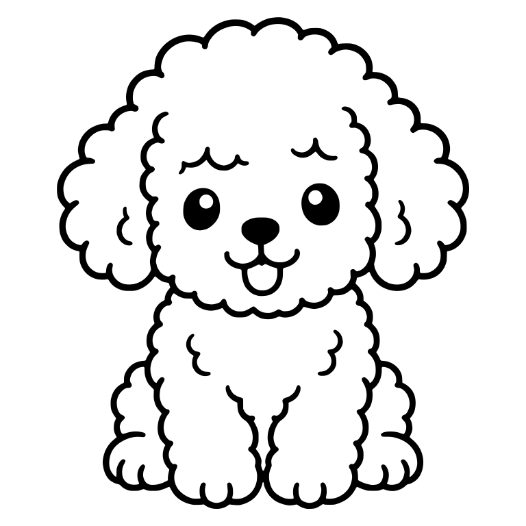 Sitting Curly Toy Poodle Puppy With Tongue Out — free animal SVG cut file