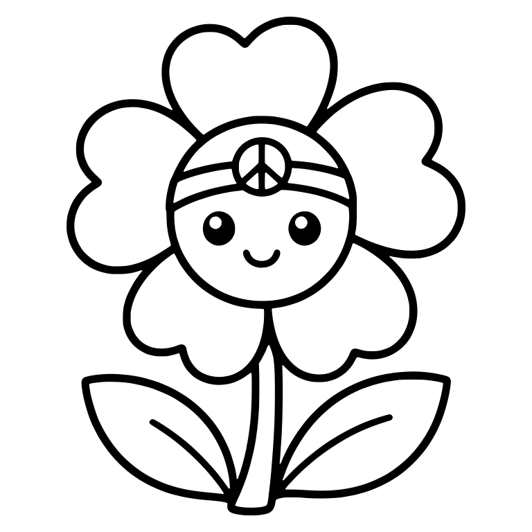 Heart Petal Flower With Peace Sign Headband — free floral SVG cut file