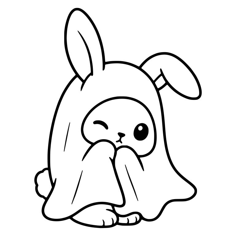 Winking Bunny in Ghost Sheet with Floppy Ear — free animal SVG cut file