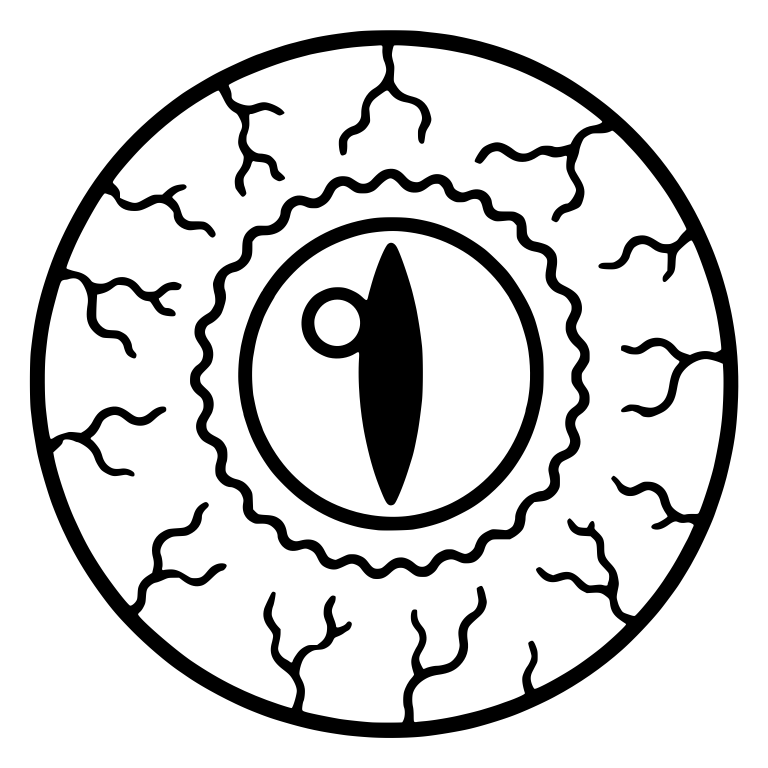 Slit Pupil Eyeball With Scalloped Ring And Veins — free symbol SVG cut file