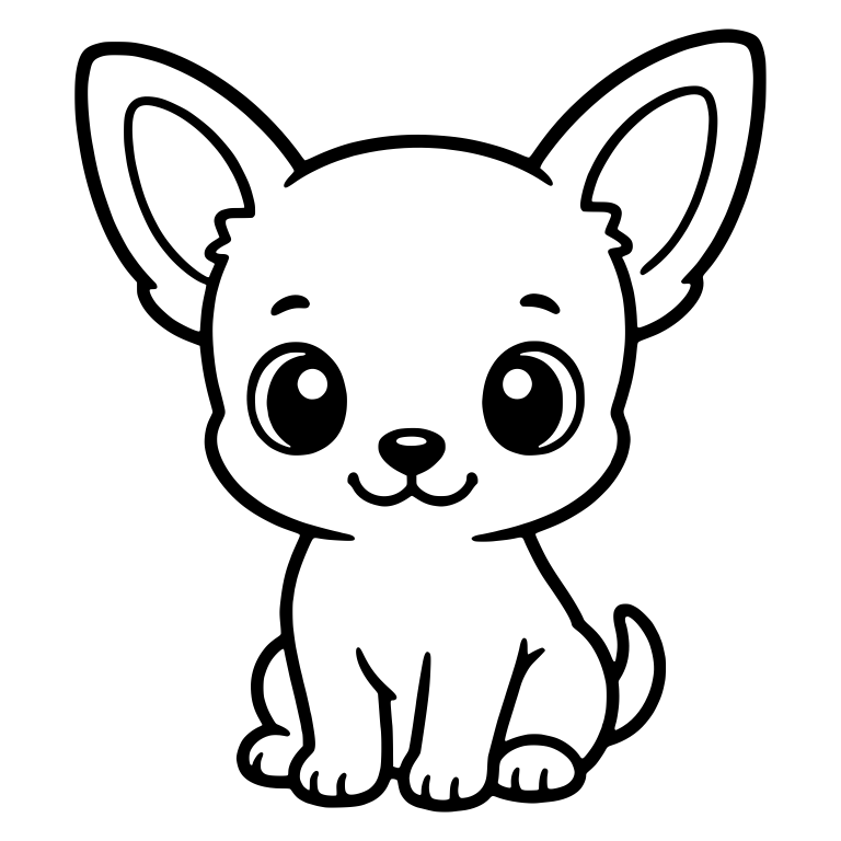 Smiling Chihuahua Puppy Sitting With Big Round Eyes — free animal SVG cut file
