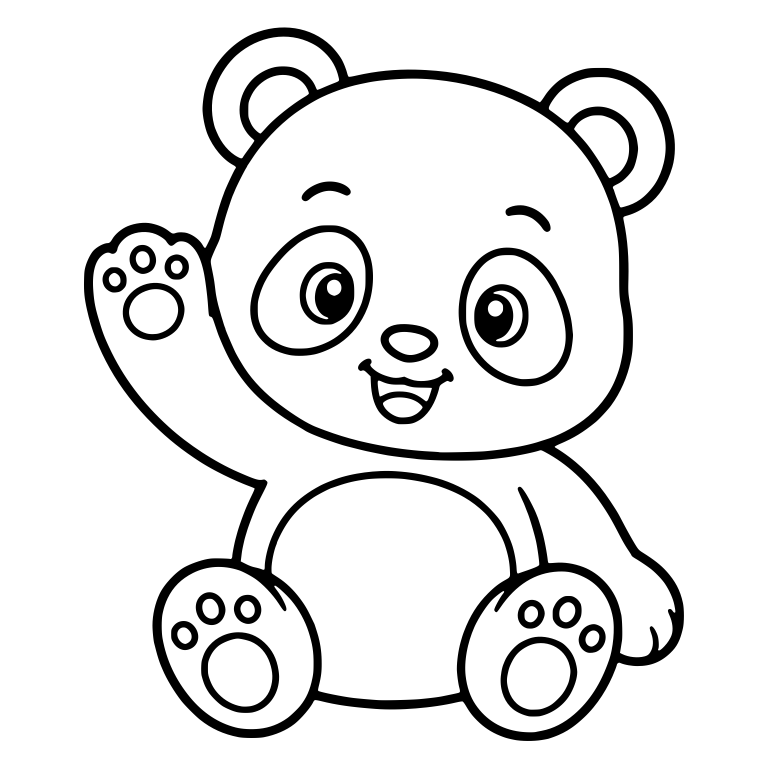 Sitting Panda Cub Waving Hello With One Paw — free animal SVG cut file