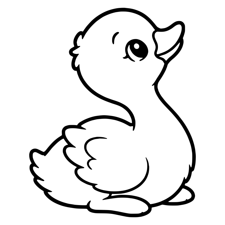 Baby Cygnet Sitting and Looking Up with Open Beak — free animal SVG cut file