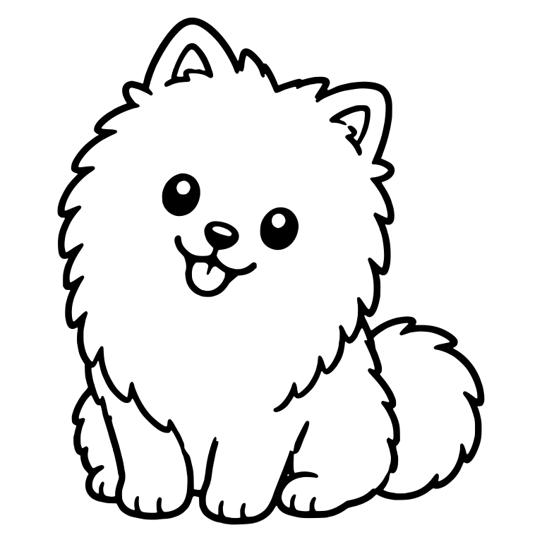 Sitting Pomeranian With Head Tilted and Tongue Out — free animal SVG cut file