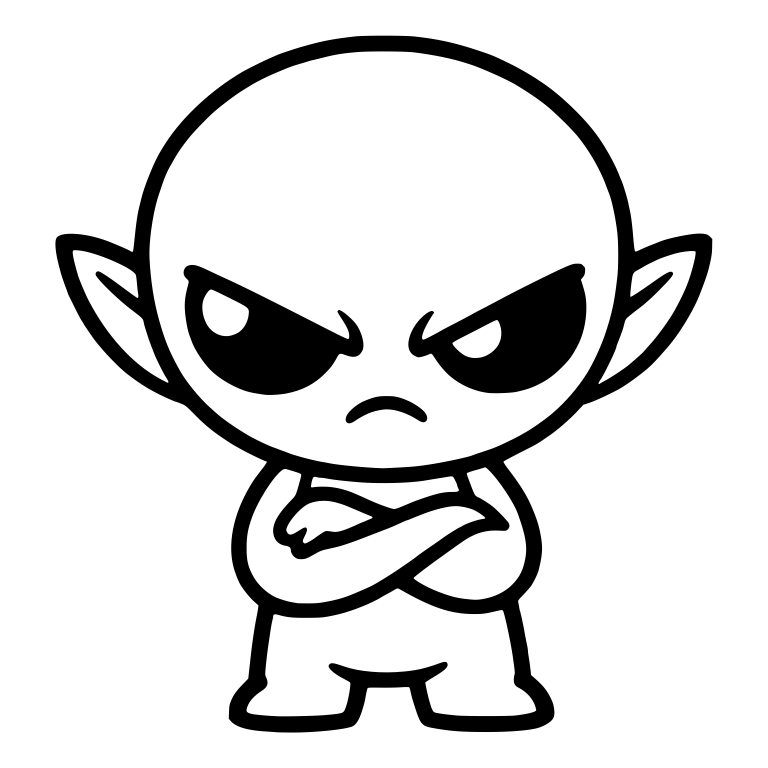 Bald Grumpy Alien With Pointy Ears and Arms Crossed — free fantasy-creature SVG cut file