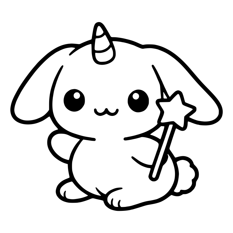Unicorn Bunny With Floppy Ears Holding a Star Wand — free animal SVG cut file