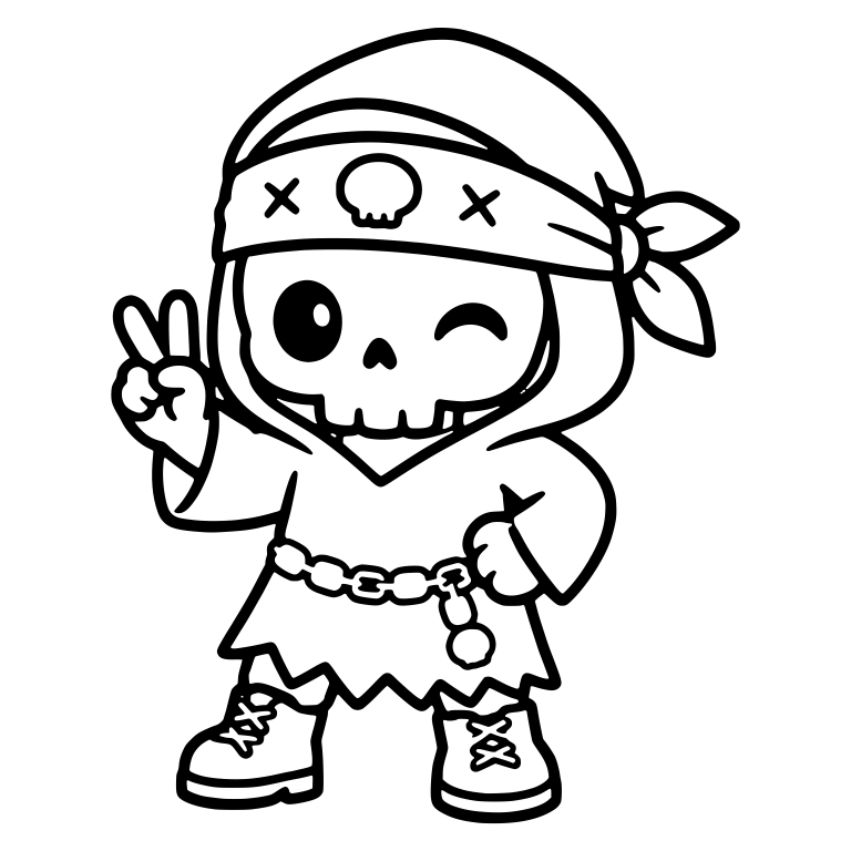 Bandana Reaper with Chain Belt Winking Peace Sign — free characters SVG cut file