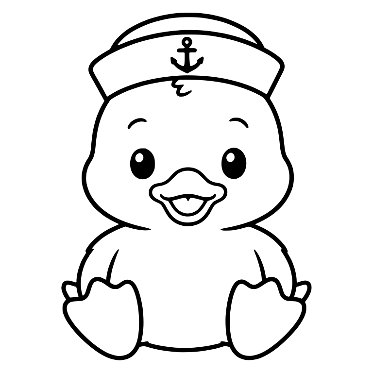 Sitting Duckling in Rolled-Brim Sailor Hat With Anchor — free animal SVG cut file