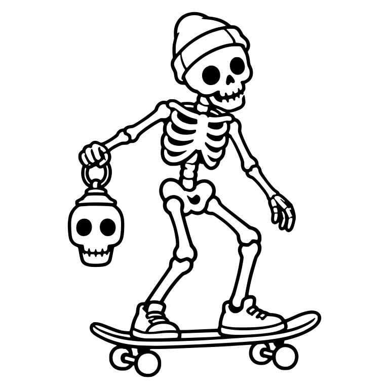 Beanie Skeleton Cruising with Skull Lantern — free skeleton SVG cut file