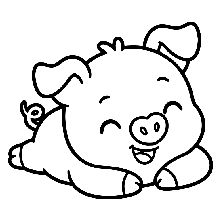 Lying Piglet With Closed Happy Eyes and Curly Tail — free animal SVG cut file