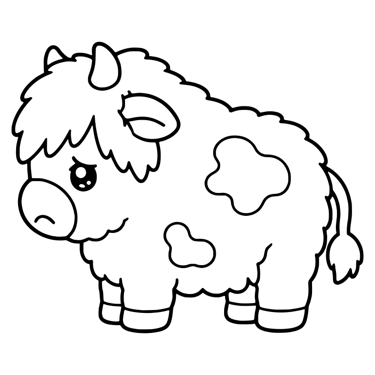 Sad Shaggy Cow Standing In Side View — free animal SVG cut file
