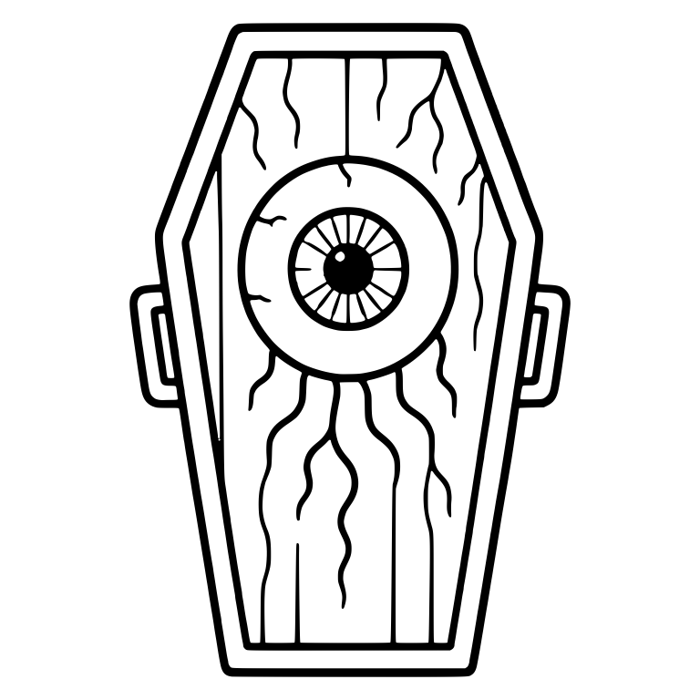 Coffin with Eyeball, Veins and Two Side Handles — free objects SVG cut file