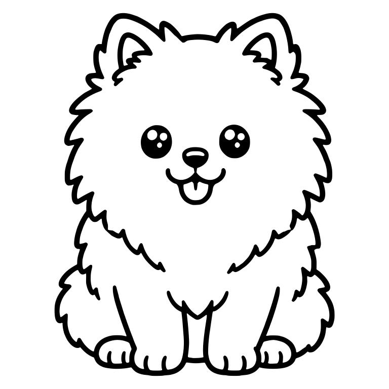 Sitting Pomeranian With Double Sparkle Eyes — free animal SVG cut file