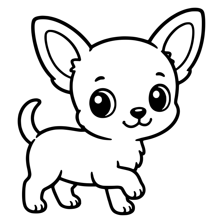 Tiny Chihuahua Puppy Stepping Forward With Fluffy Chest — free animal SVG cut file