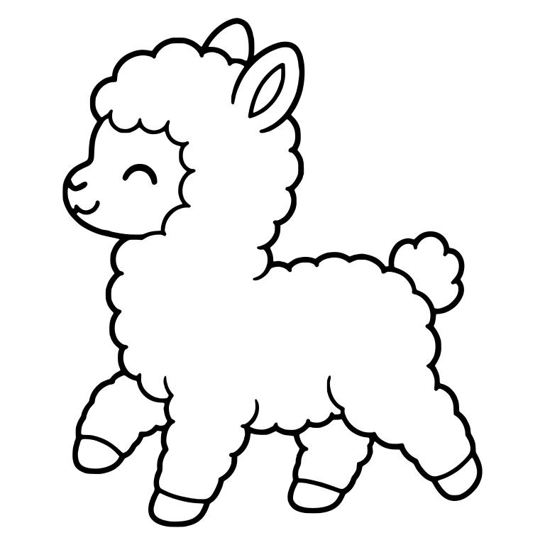 Woolly Llama Cria Walking With Happy Closed Eye — free animal SVG cut file
