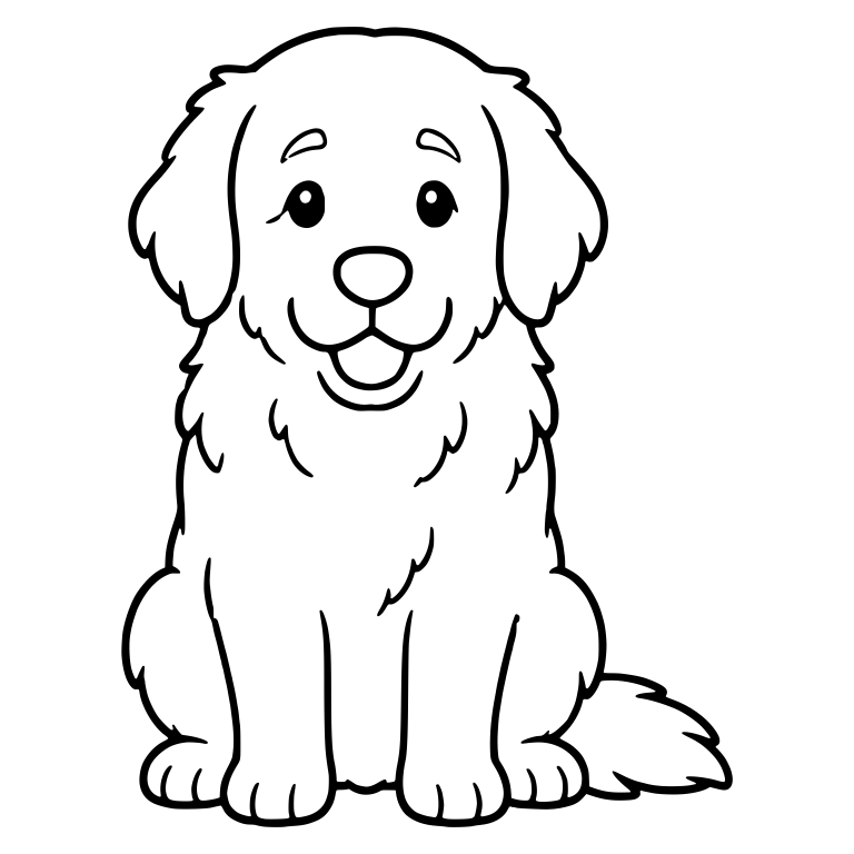 Golden Retriever Sitting Front With Eyebrow Marks — free animal SVG cut file