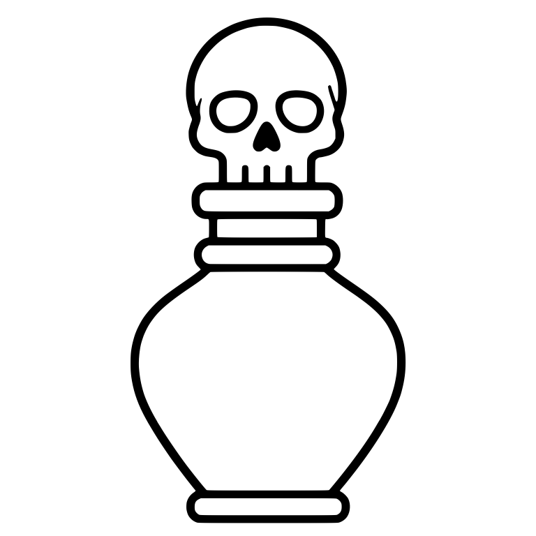 Round Potion Bottle With Skull Stopper — free objects SVG cut file