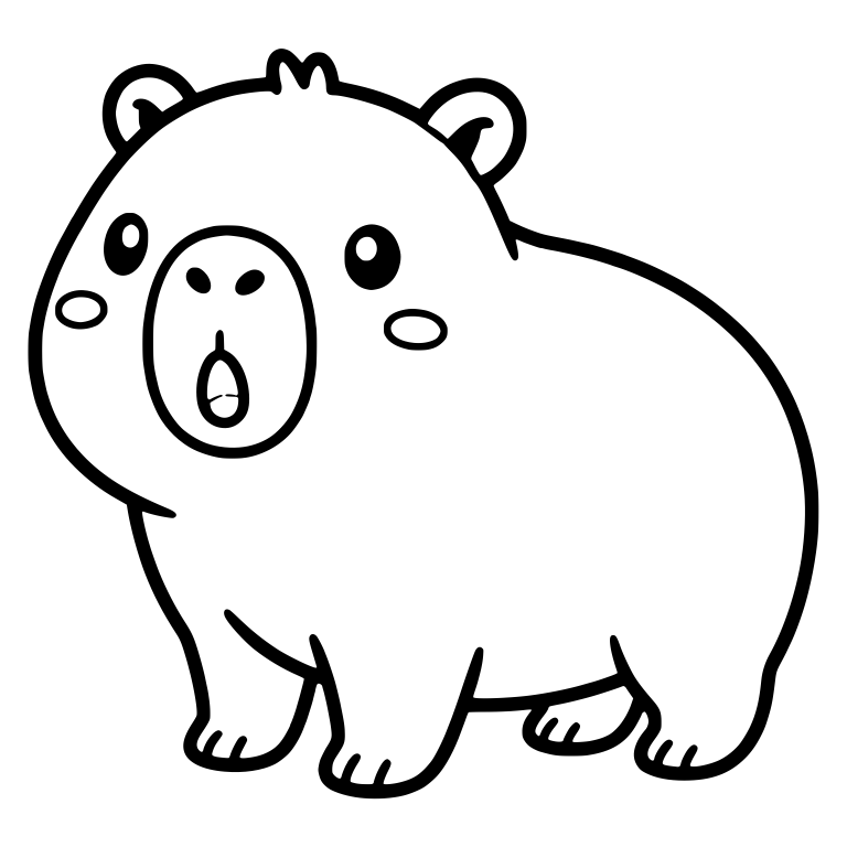 Surprised Capybara Standing With Blushing Cheeks — free animal SVG cut file
