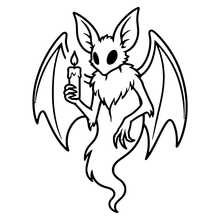 Winged Bat Creature With Ghostly Tail Holding a Candle — free fantasy-creature SVG cut file