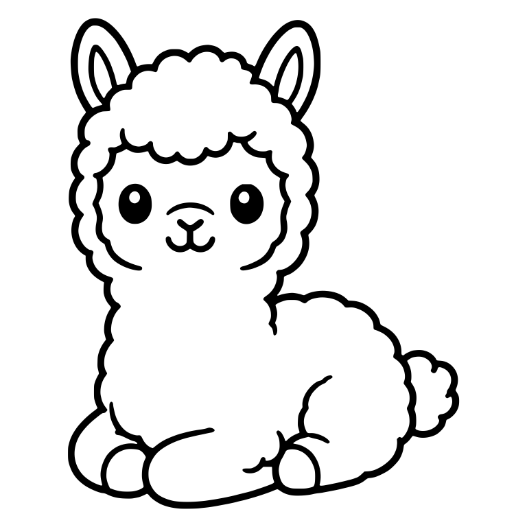 Lying Llama Cria With Wool-Framed Face and Folded Legs — free animal SVG cut file