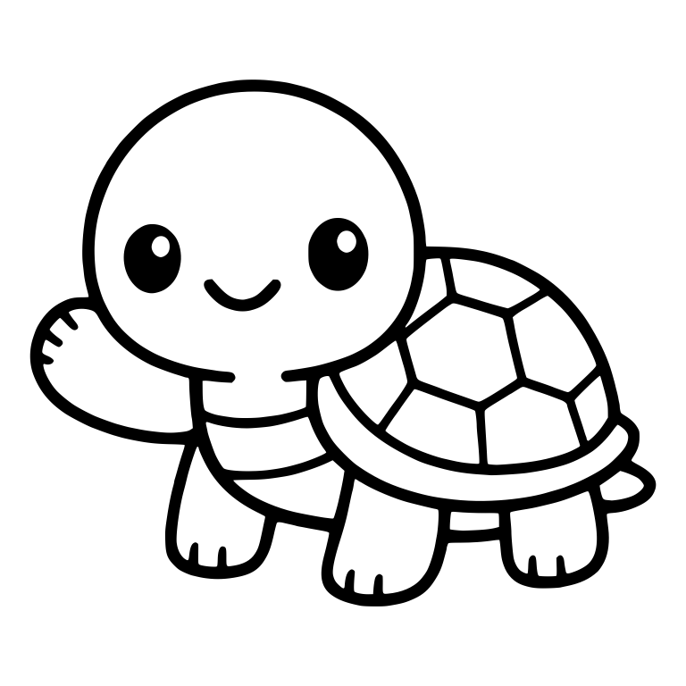 Waving Baby Turtle With Round Head And Patterned Shell — free animal SVG cut file