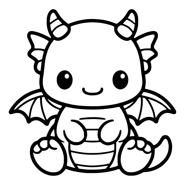 Smiling Baby Dragon With Striped Horns and Side Fins — free fantasy-creature SVG cut file