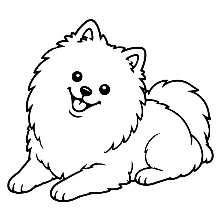 Pomeranian Lying Down With Head Tilted and Open Smile — free animal SVG cut file