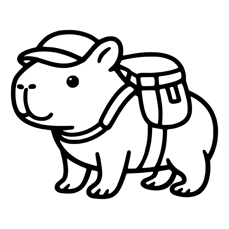 Capybara Hiker With Cap and Backpack — free animal SVG cut file