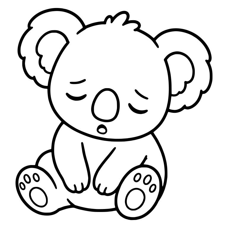 Sleepy Koala Sitting With Yawn and Closed Eyes — free animal SVG cut file