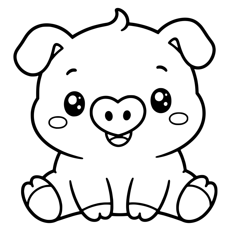 Sitting Piglet With Sparkly Eyes and Blush Cheeks — free animal SVG cut file