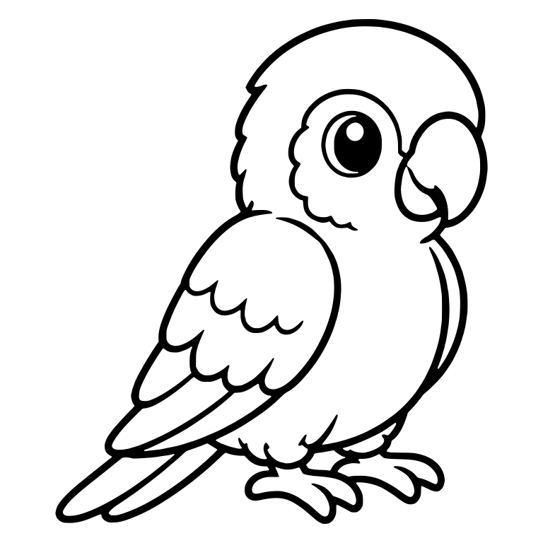 Small Standing Parrot with Big Eye and Scalloped Cheek — free animal SVG cut file