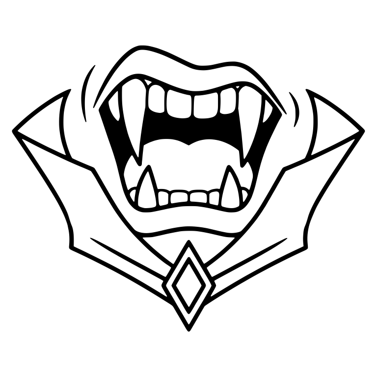 Open Vampire Mouth With Diamond Brooch and Collar — free fantasy-creature SVG cut file