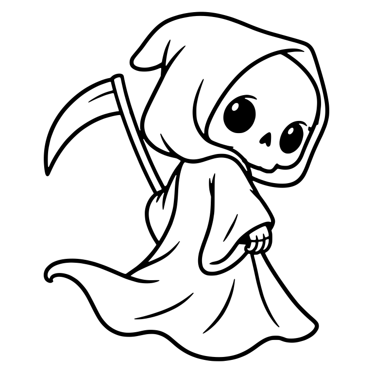 Grim Reaper Looking Back With Scythe And Flowing Robe — free characters SVG cut file